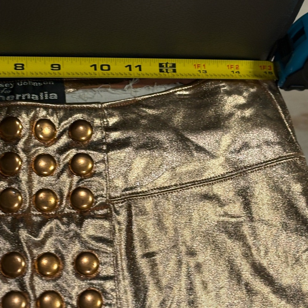1960s VINTAGE BETSEY JOHNSON for PARAPHERNALIA GOLD STUD SKIRT - Picture 4 of 9